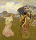 Dans van de lente - Arthur F Mathews | Reproduction — weergave van het kunstwerk