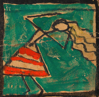 Danseuse avec une jupe rouge et blanche - Egon Schiele