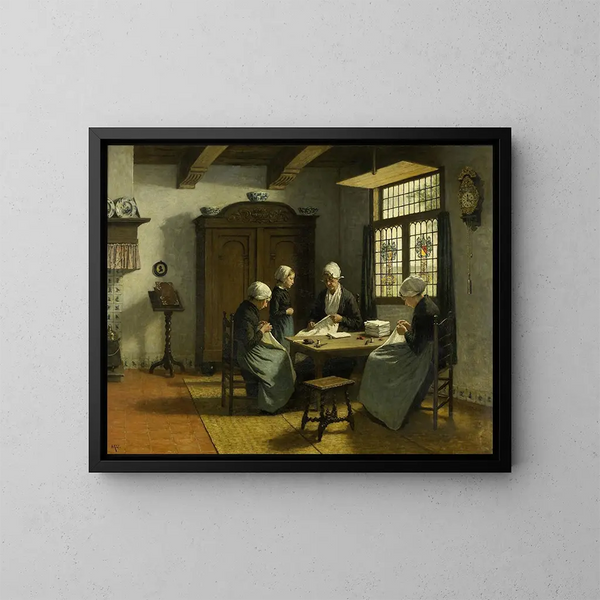 In het weeshuis van Katwijk-Binnen - David Adolph Constant Artz — ingelijst kunstwerk aan de muur