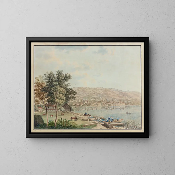 Vue de la ville de Zug et du lac de Zoug - David Alois Schmid — ingelijst kunstwerk aan de muur
