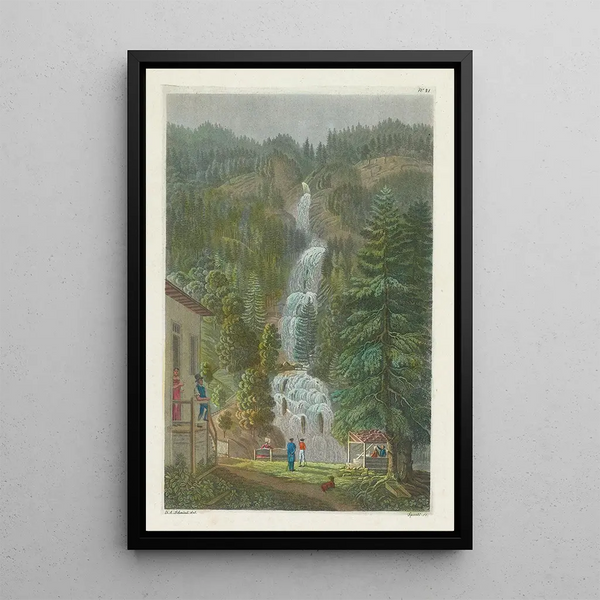 La Cascade du Giessbach - David Alois Schmid — ingelijst kunstwerk aan de muur
