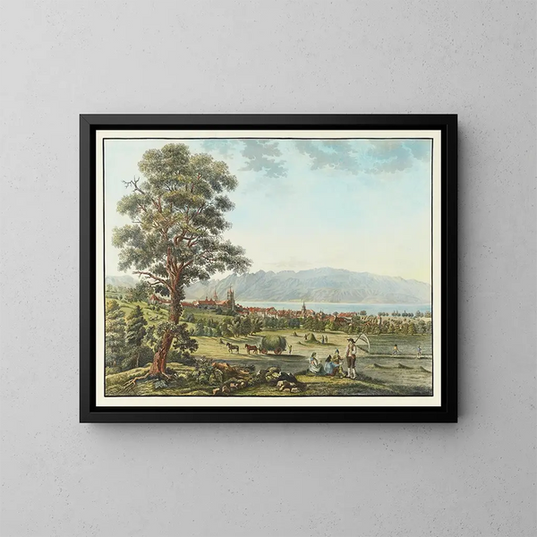 Uitzicht op Lausanne en het Meer van Genève - David Alois Schmid — ingelijst kunstwerk aan de muur