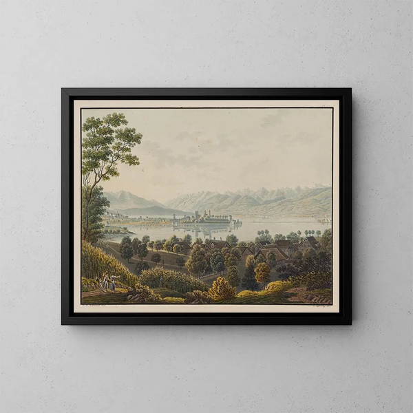 Uitzicht op Rapperswil richting Lachen, Zürichmeer - David Alois Schmid — ingelijst kunstwerk aan de muur