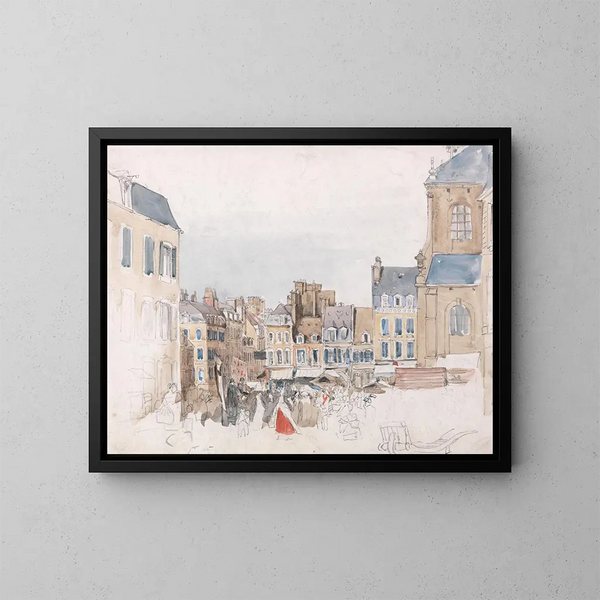 Een Franse markt - David Cox — ingelijst kunstwerk aan de muur