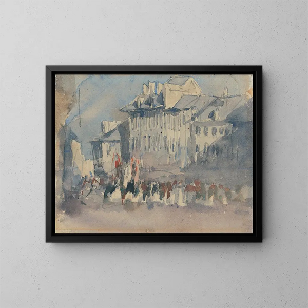Een religieuze processie - David Cox — ingelijst kunstwerk aan de muur