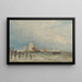 Nederlandse visboten op zee met de Grote Kerk van Dordrecht op de achtergrond - David Cox — ingelijst kunstwerk aan de muur
