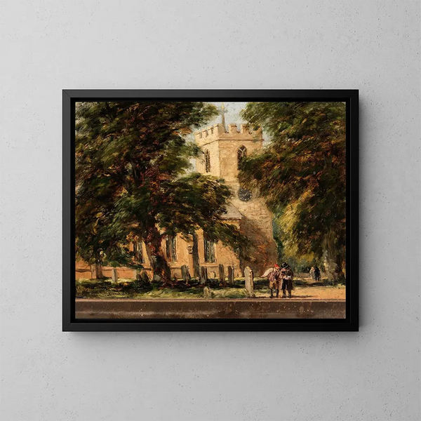 Kerk van Harborne nabij Birmingham - David Cox — ingelijst kunstwerk aan de muur