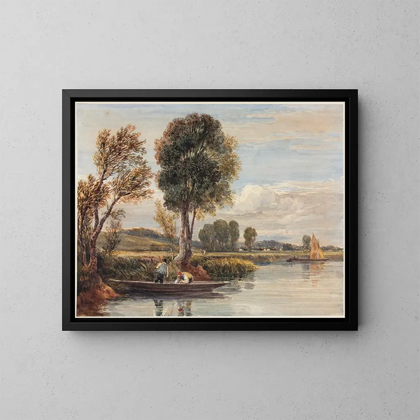 op de Theems - David Cox — ingelijst kunstwerk aan de muur