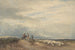 ruiters met schapen bij een estuarium - David Cox — weergave van het kunstwerk