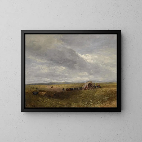 Reisigers in een landschap - David Cox — ingelijst kunstwerk aan de muur