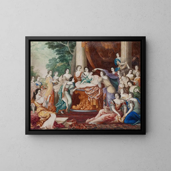 Allegorie van de verjaardag van koning Karel XII - David Klöcker Ehrenstrahl — ingelijst kunstwerk aan de muur