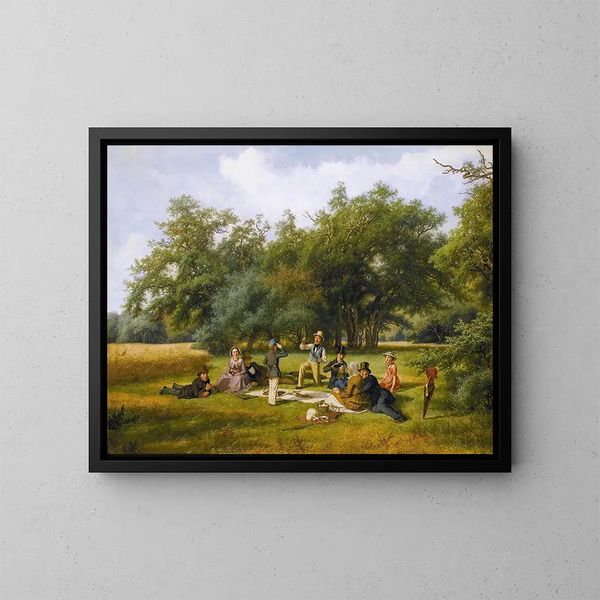 Het Picknick - David Monies — ingelijst kunstwerk aan de muur