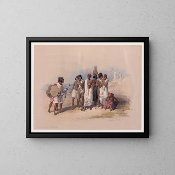 Groep van Nubiërs in Wadi Kardasey - David Roberts — ingelijst kunstwerk aan de muur