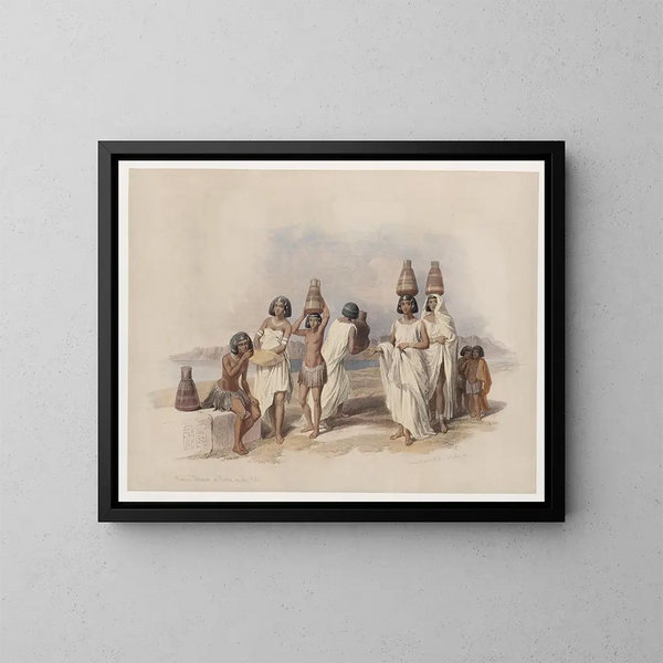 Vrouwen uit Nubië in Kortie aan de Nijl - David Roberts — ingelijst kunstwerk aan de muur
