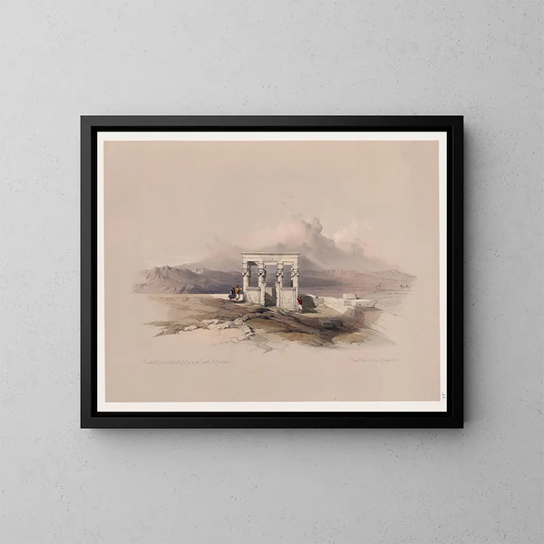 Tempel van Isis op het dak van de grote tempel van Dendera - David Roberts — ingelijst kunstwerk aan de muur