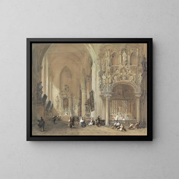 L'église de Dixmude, Flandre-Occidentale - David Roberts — ingelijst kunstwerk aan de muur