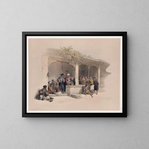 Het café - David Roberts — ingelijst kunstwerk aan de muur