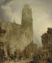 van het westelijke gevel van de kathedraal Notre-Dame in Rouen - David Roberts — weergave van het kunstwerk