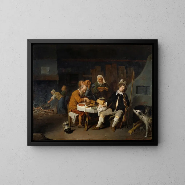 Diner op een boerderij - David Ryckaert III — ingelijst kunstwerk aan de muur