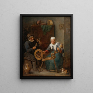 David Teniers The Younger - An Elderly Couple Spinning Wool in An Interior.webp