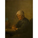 Reproductie van het schilderij Een oude vrouw die tabak snijdt - David Teniers de Jonge