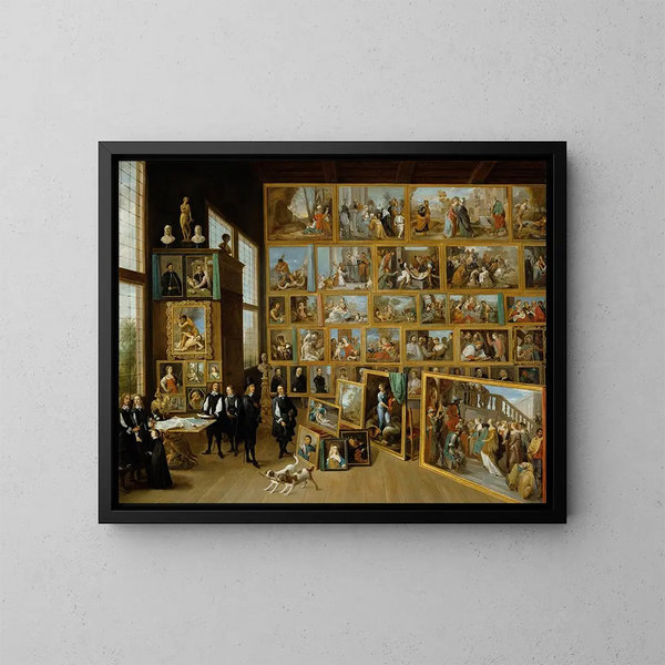 L'archiduc Léopold-Guillaume in zijn galerij in Brussel - David Teniers de Jonge — ingelijst kunstwerk aan de muur