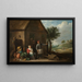 Landelijk schilderij bij de deur van een cottage met een vrouw zittend en een kind - David Teniers de Jonge — ingelijst kunstwerk aan de muur
