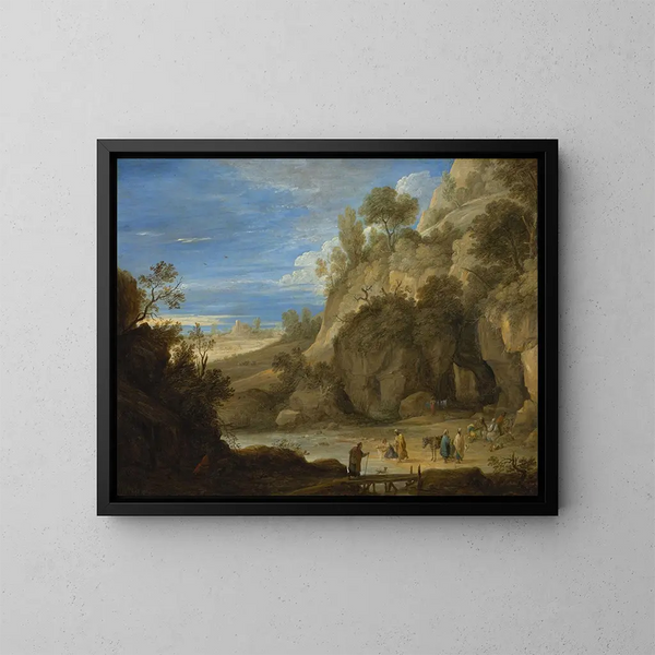 Landschap met een kamp van zigeuners - David Teniers de Jonge — ingelijst kunstwerk aan de muur
