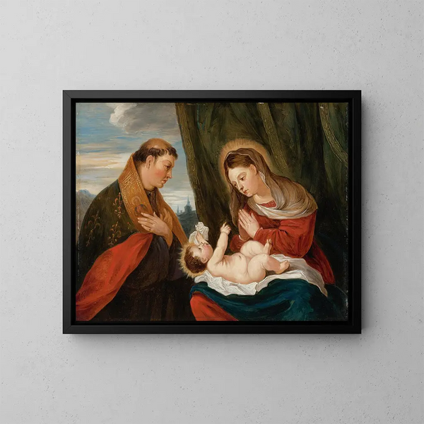 Maagd met Kind met Sint Louis van Toulouse - David Teniers de Jonge — ingelijst kunstwerk aan de muur