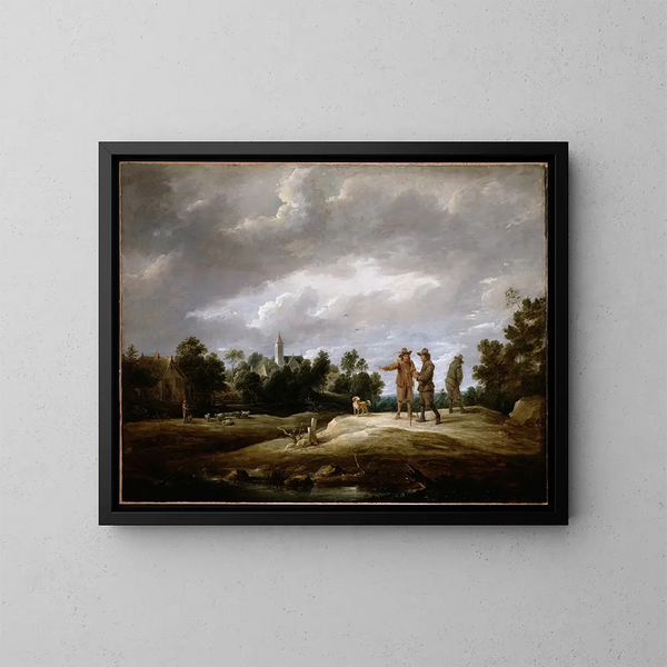 Landbouwers in gesprek - David Teniers de Jonge — ingelijst kunstwerk aan de muur