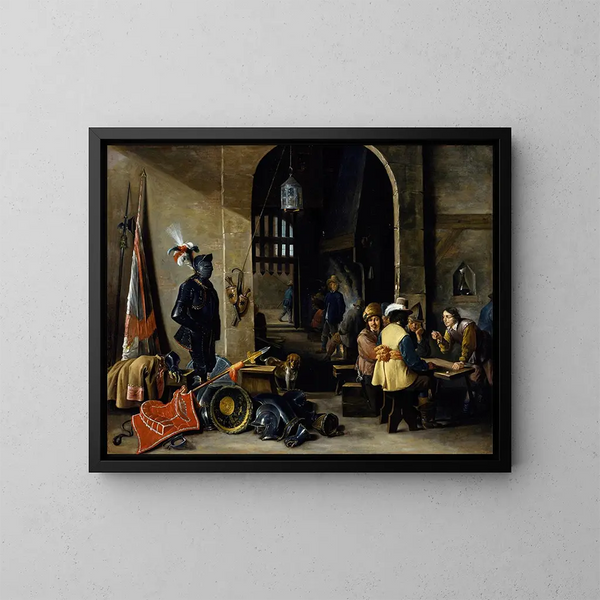 Van de soldaten die dobbelen - David Teniers de Jonge — ingelijst kunstwerk aan de muur