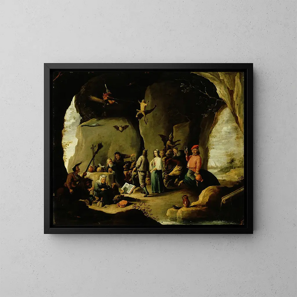 De Verleiding van Sint-Antonius - David Teniers de Jonge — ingelijst kunstwerk aan de muur