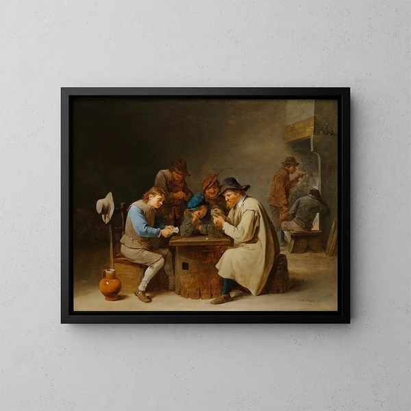 De Kaartspelers - David Teniers de Jonge — ingelijst kunstwerk aan de muur