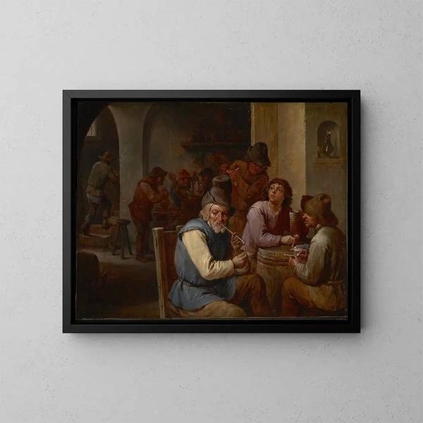 Le Pub de Campagne - David Teniers de Jonge — ingelijst kunstwerk aan de muur