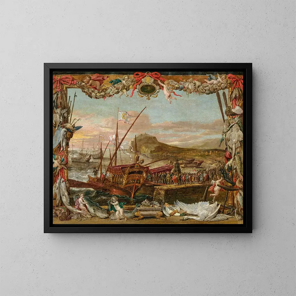 L'Embarkatie van Don Juan d'Autriche - David Teniers de Jonge — ingelijst kunstwerk aan de muur