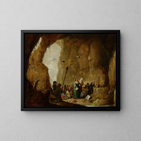 De Verleiding van Sint-Antonius - David Teniers de Jonge — ingelijst kunstwerk aan de muur