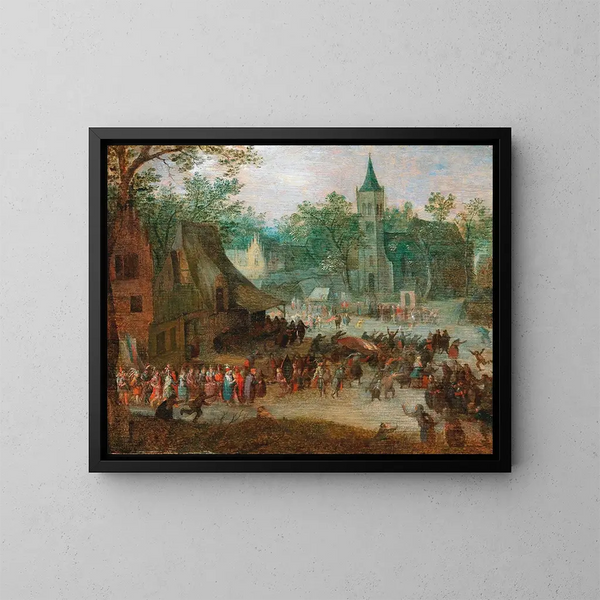 Een dorpskermis - David Vinckboons — ingelijst kunstwerk aan de muur