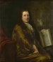 portret van Caspar Commelin, boekhandelaar, krantuitgever en auteur van de officiële geschiedenis van Amsterdam. Beschrijving van Amsterdam, 1693. - David van der Plas — weergave van het kunstwerk
