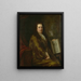 portret van Caspar Commelin, boekhandelaar, krantuitgever en auteur van de officiële geschiedenis van Amsterdam. Beschrijving van Amsterdam, 1693. - David van der Plas — ingelijst kunstwerk aan de muur