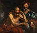 Democritus en Heraclitus - Jacob Jordaens — weergave van het kunstwerk