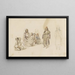 Study sheet with seated woman and children at Dereky in Turkey - Denis Auguste Marie Raffet — framed artwork on a wall