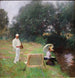 Dennis Miller Bunker schilderend in Calcot - John Singer Sargent — weergave van het kunstwerk