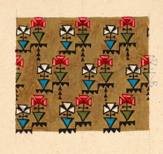 Design floral géométrique stylisé pour textile imprimé - Anonyme