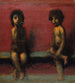 Twee kinderen zittend - Hans Von Mares — weergave van het kunstwerk