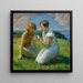 Twee jonge meisjes met een vlinder - Harold Harvey — ingelijst kunstwerk aan de muur