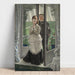 Reproductie van het schilderij van twee figuren voor een deur (De aanbieding) - James Tissot