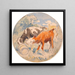 Two calves in nature licking a milk stain sketch for a ceramic dish - Theodor Philipsen — wall display of the artwork