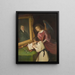 Meisje met een beschermengel die schrijft voor een geschilderd portret van de oprichter Ph. Merian - Dionys Ganter — ingelijst kunstwerk aan de muur