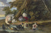 Twee eenden met hun kleintjes aan de waterkant - Dirck Dalens III — weergave van het kunstwerk