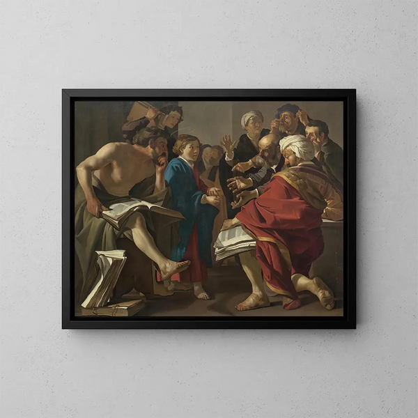 De Christus onder de artsen - Dirck van Baburen — ingelijst kunstwerk aan de muur